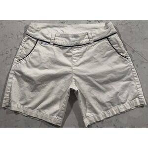 VTG Oakley Shorts Womens 10 White Golf Flat Front Belted Piped Casual Logo Y2K